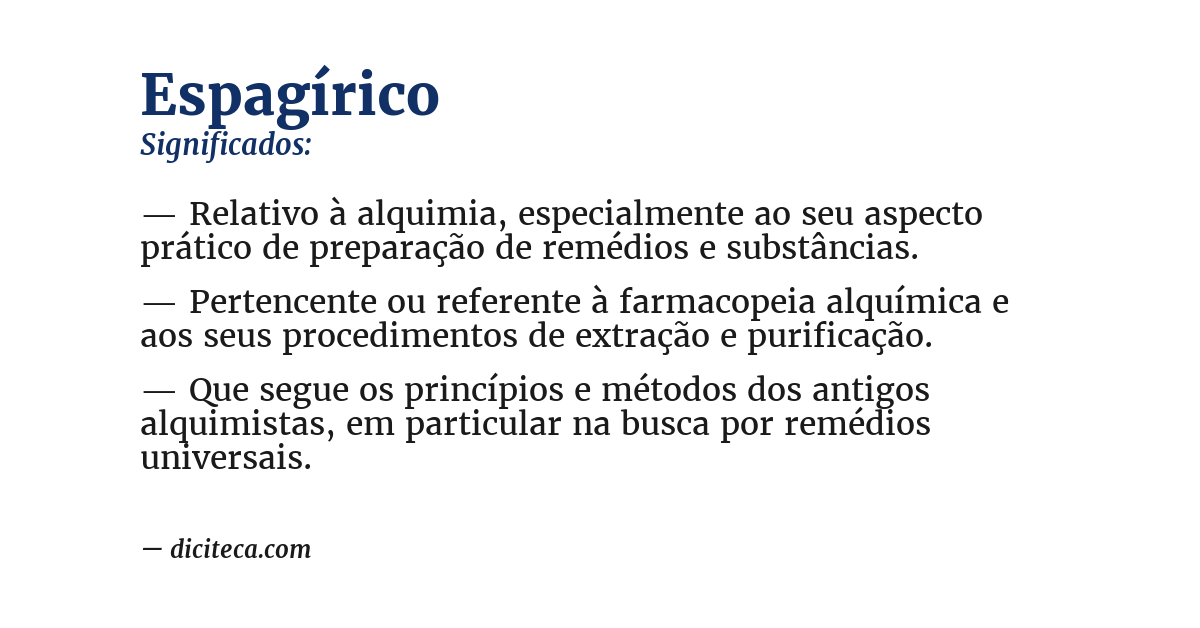 Significado de espagírico