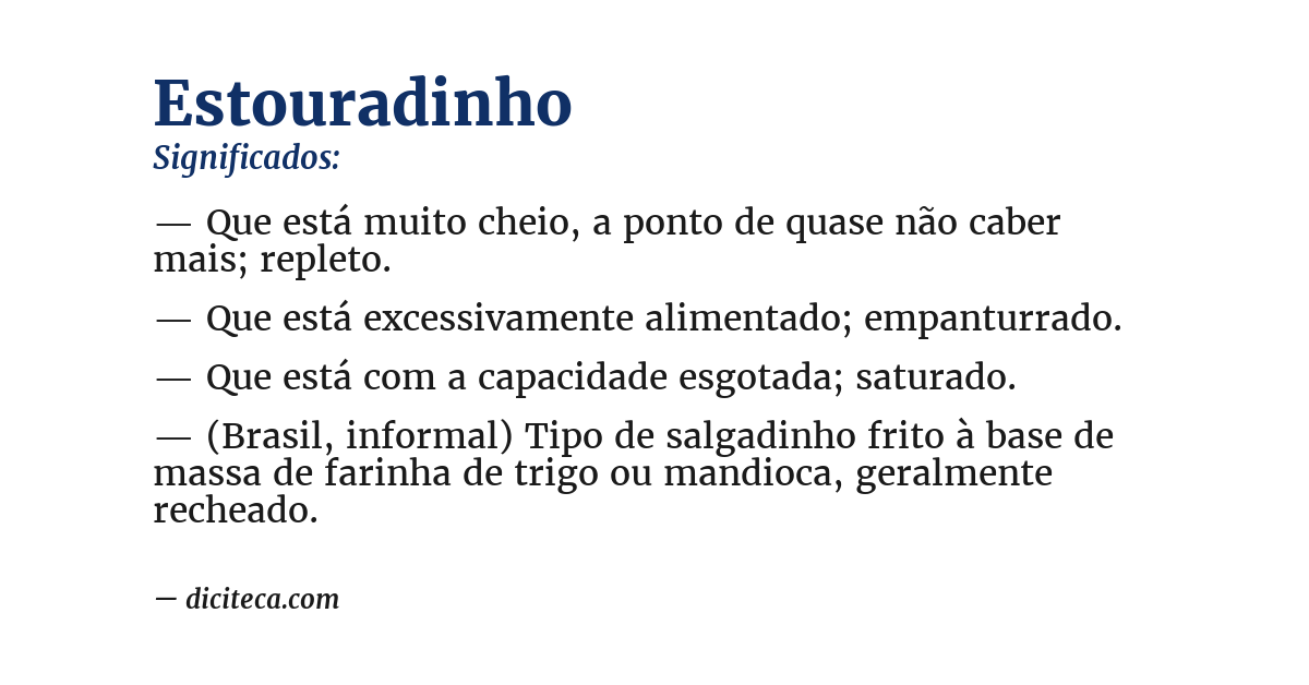 Significado de estouradinho