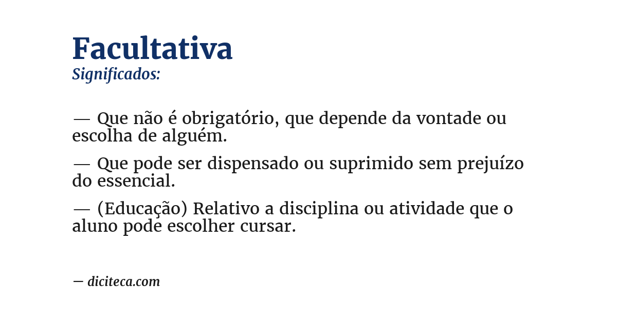 Significado de facultativa