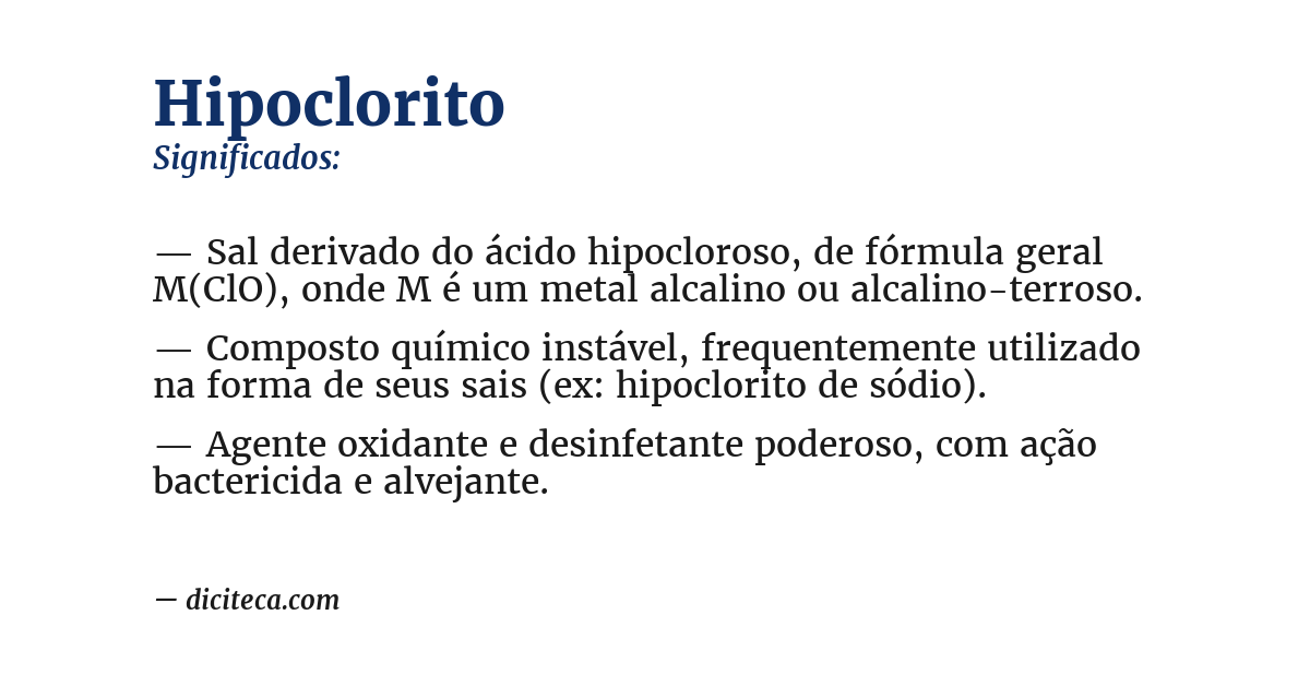 Significado de hipoclorito