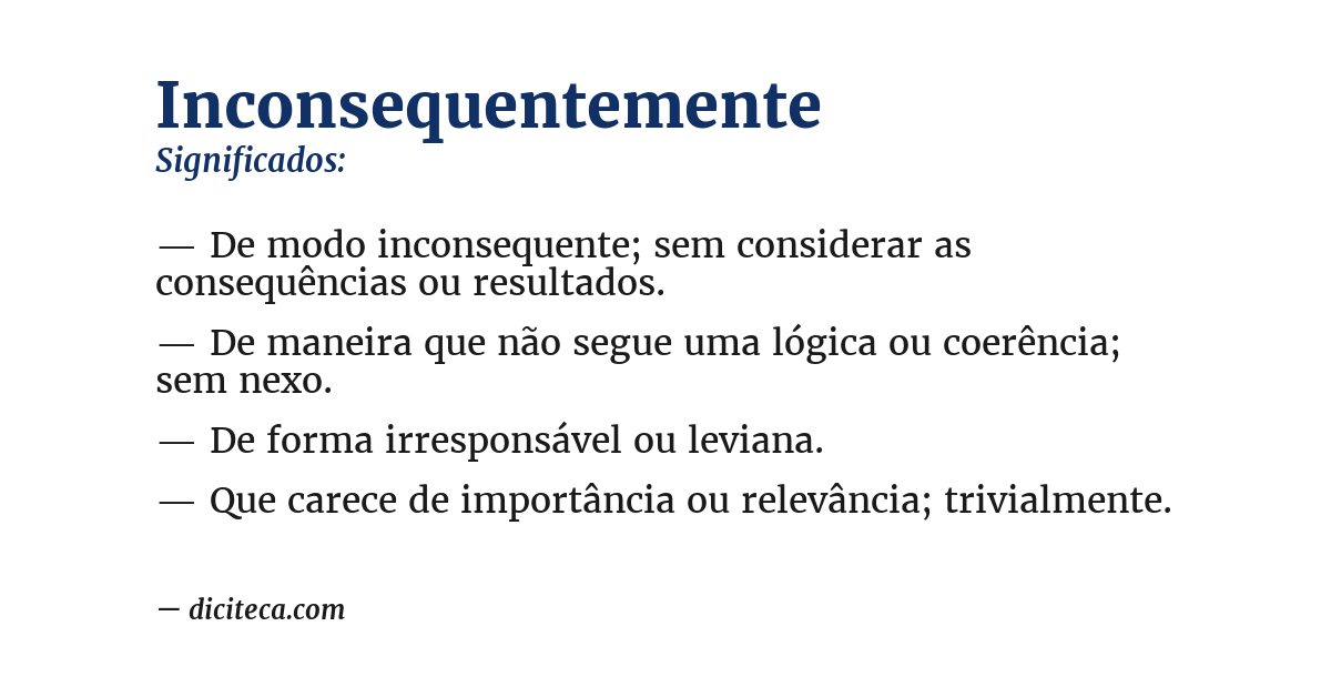 Significado de inconsequentemente