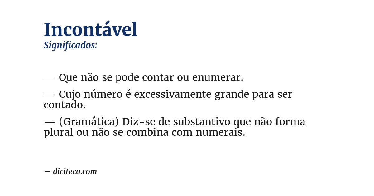 Significado de incontável
