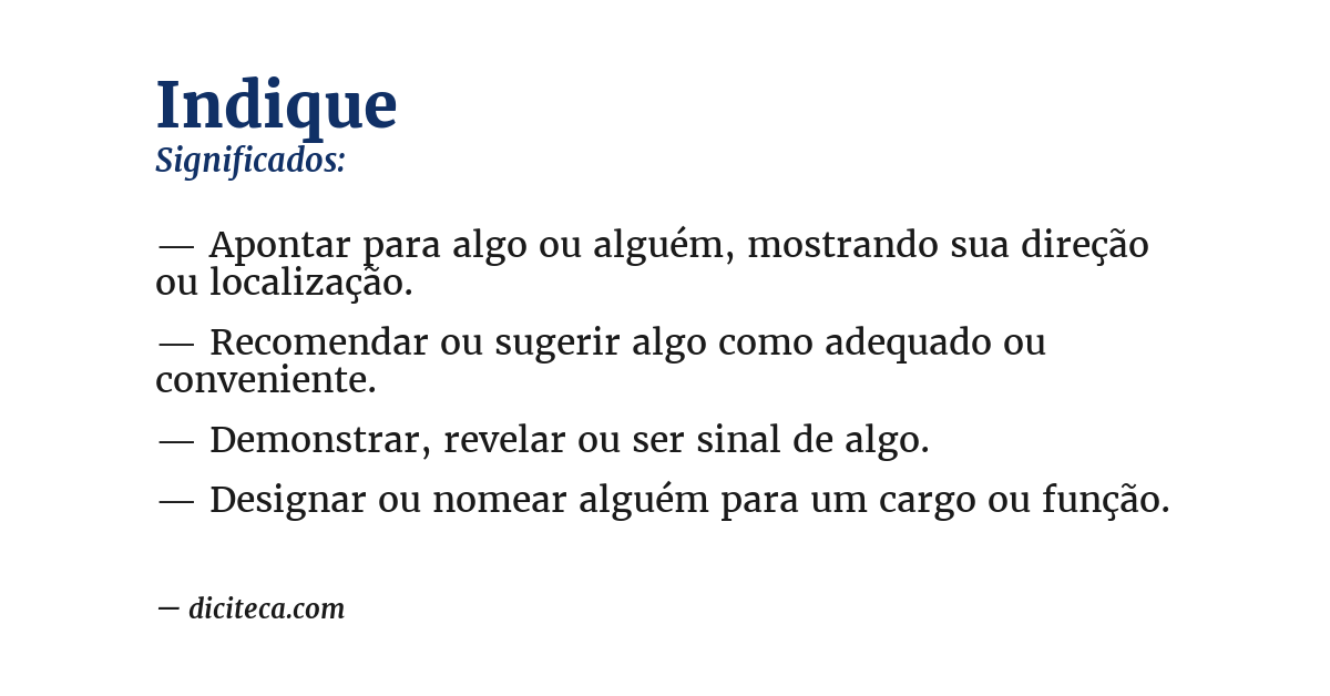 Significado de indique