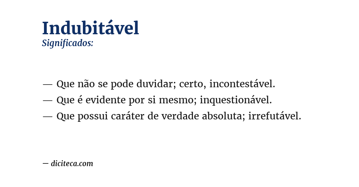 Significado de indubitável