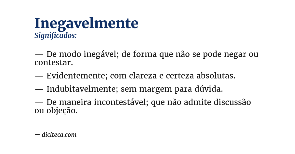 Significado de inegavelmente