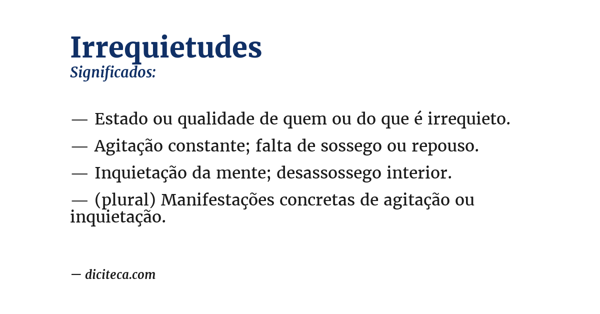 Significado de irrequietudes