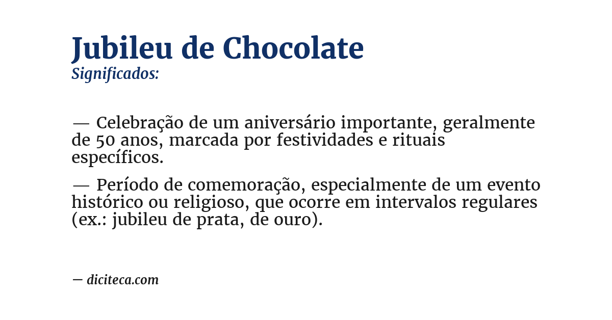 Significado de jubileu de chocolate