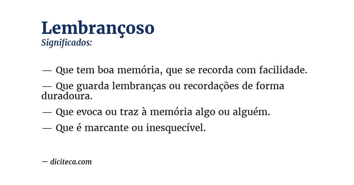 Significado de lembrançoso