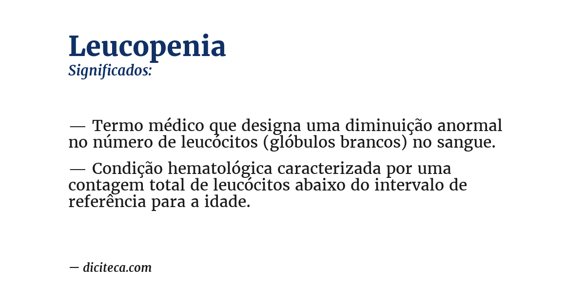 Significado de leucopenia