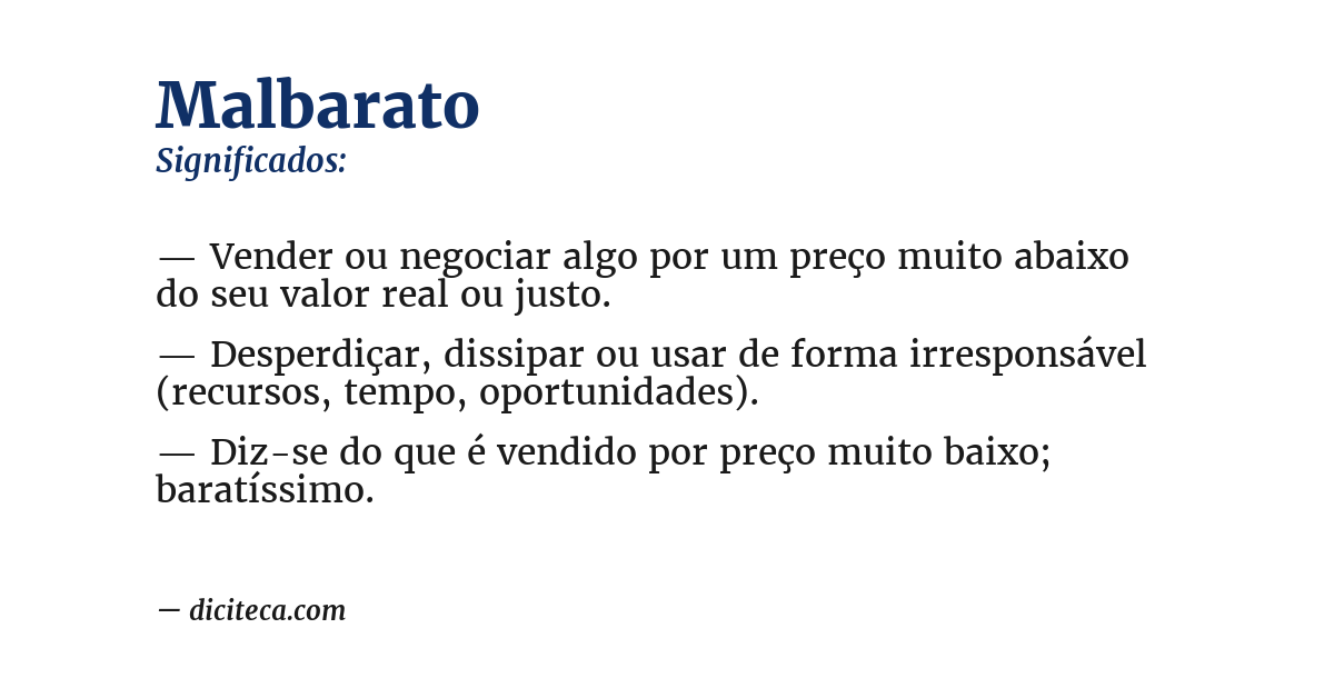 Significado de malbarato