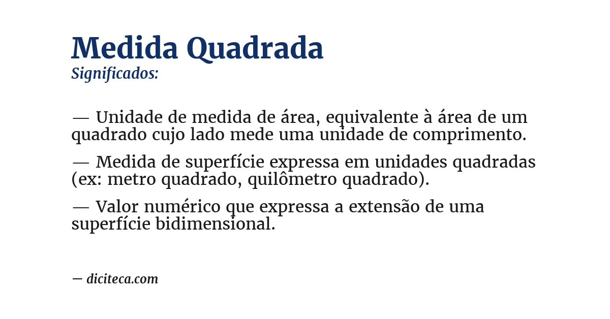 Significado de medida quadrada