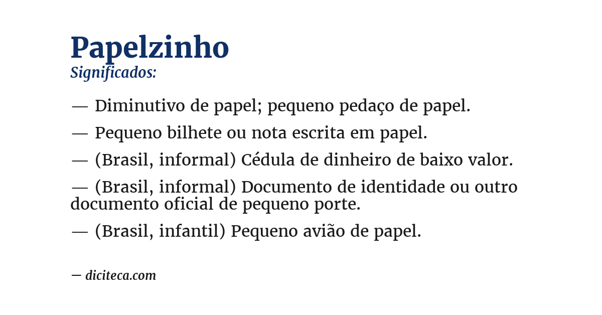 Significado de papelzinho
