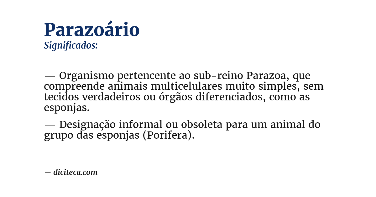 Significado de parazoário