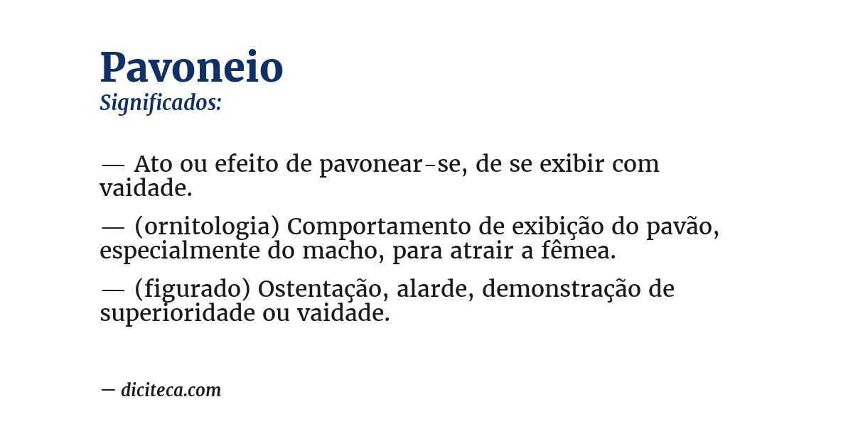 Significado de pavoneio