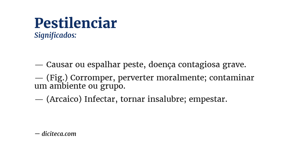Significado de pestilenciar