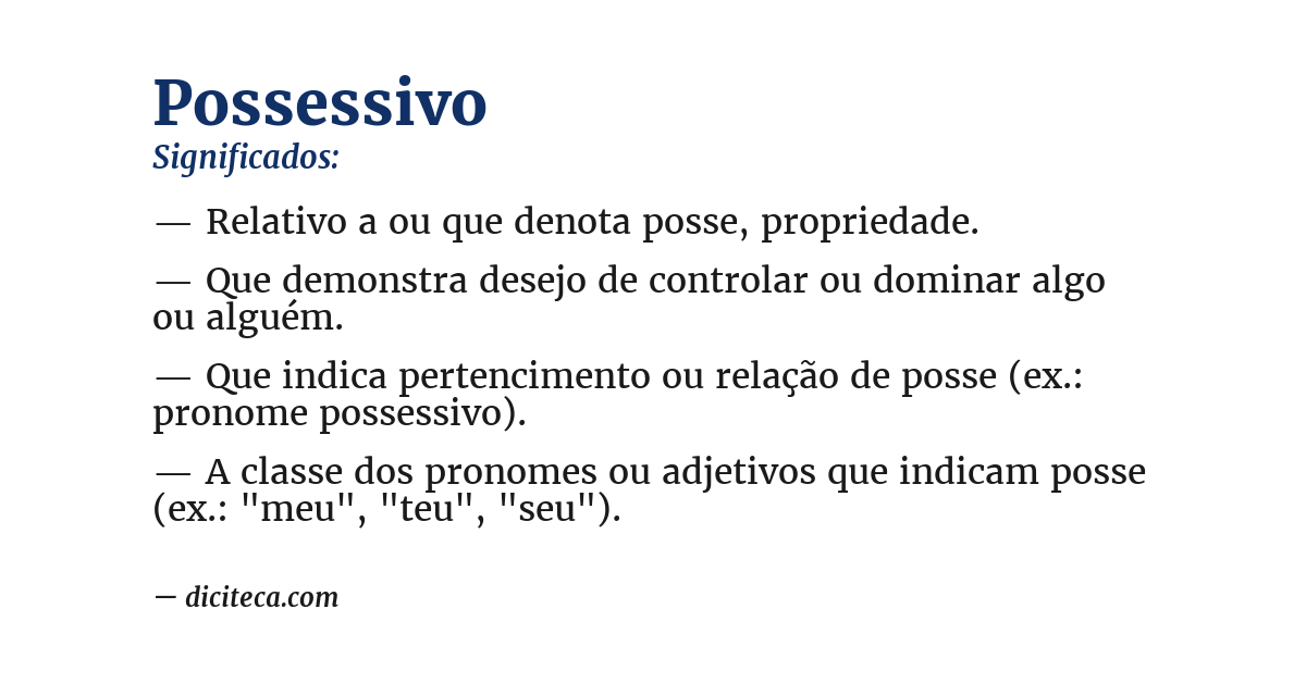 Significado de possessivo