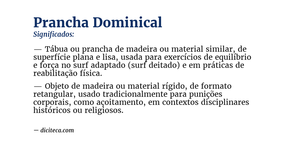 Significado de prancha dominical