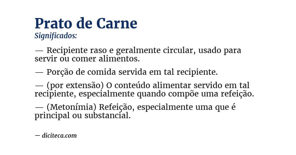 Significado de prato de carne