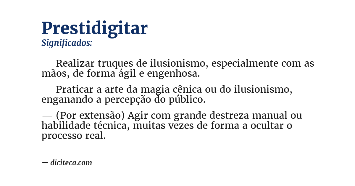 Significado de prestidigitar