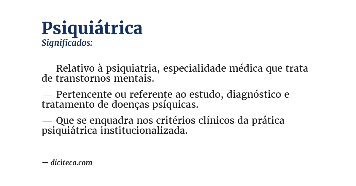 Significado de psiquiátrica