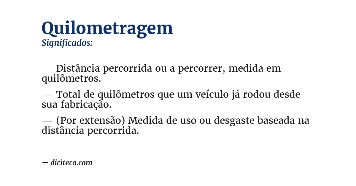Significado de quilometragem