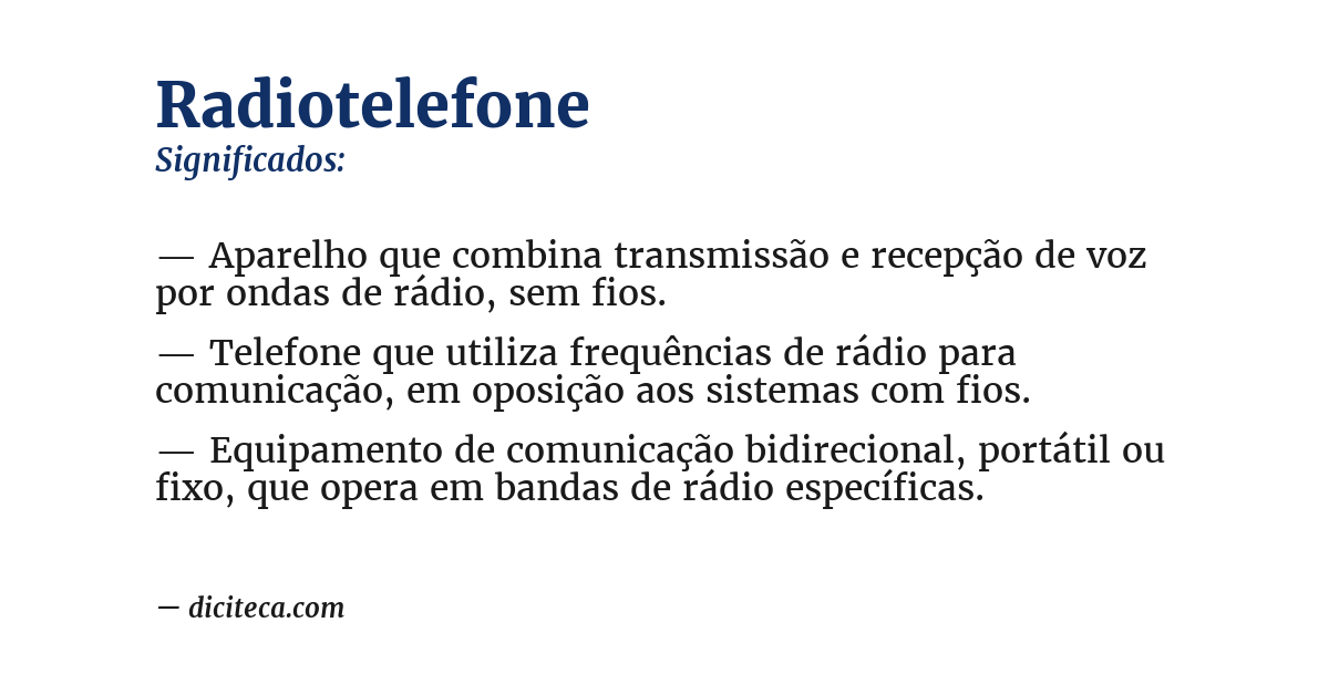 Significado de radiotelefone