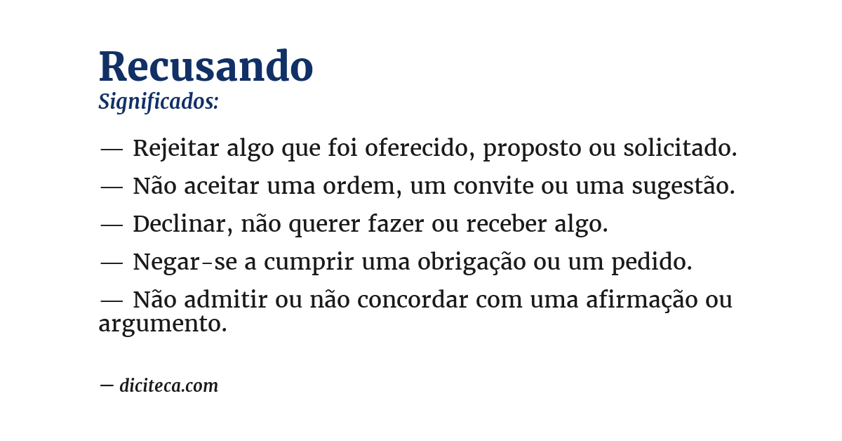 Significado de recusando