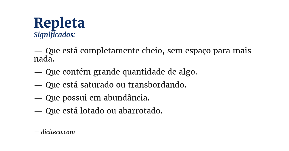 Significado de repleta