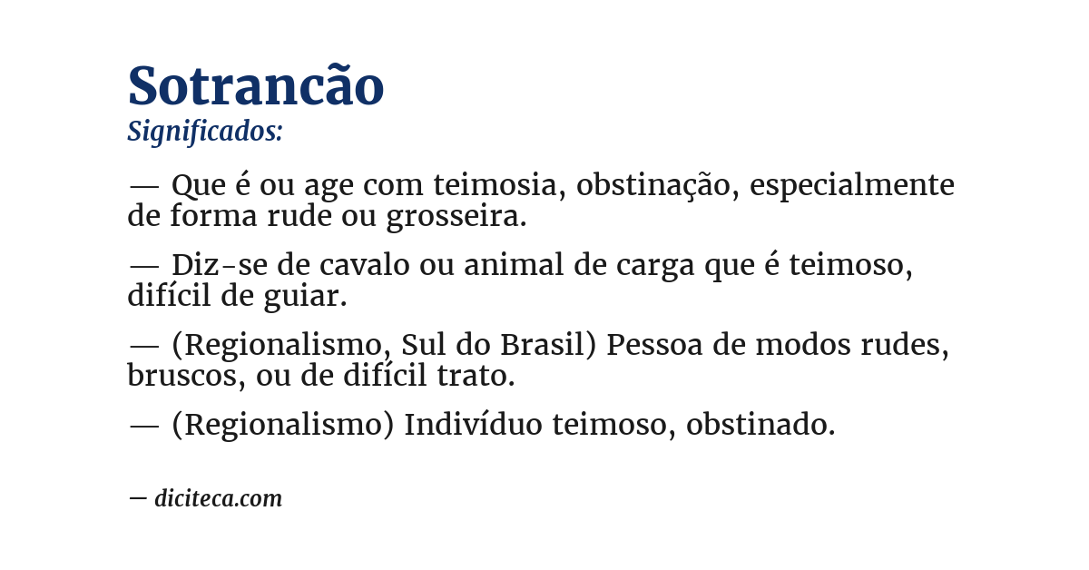 Significado de sotrancão
