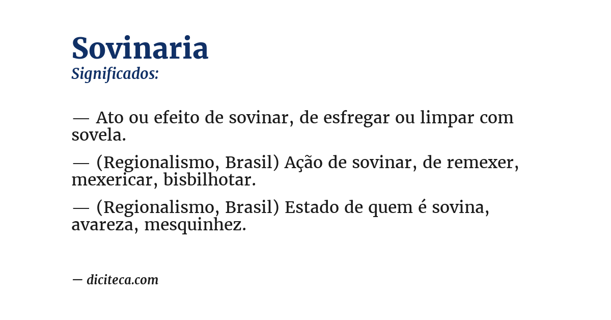 Significado de sovinaria