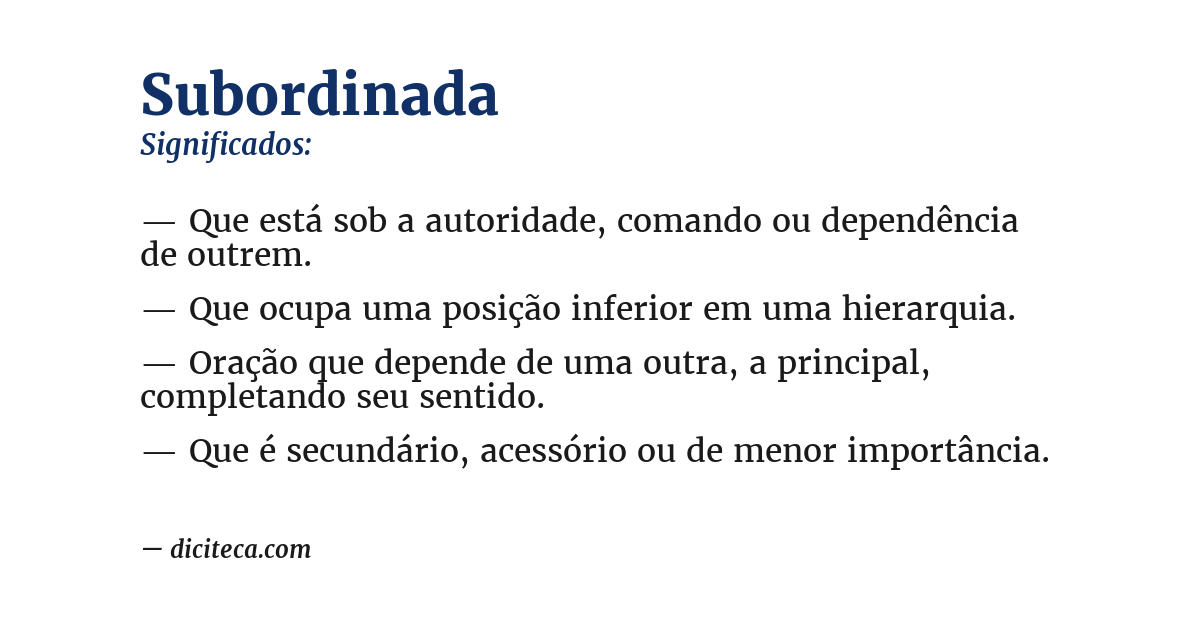 Significado de subordinada