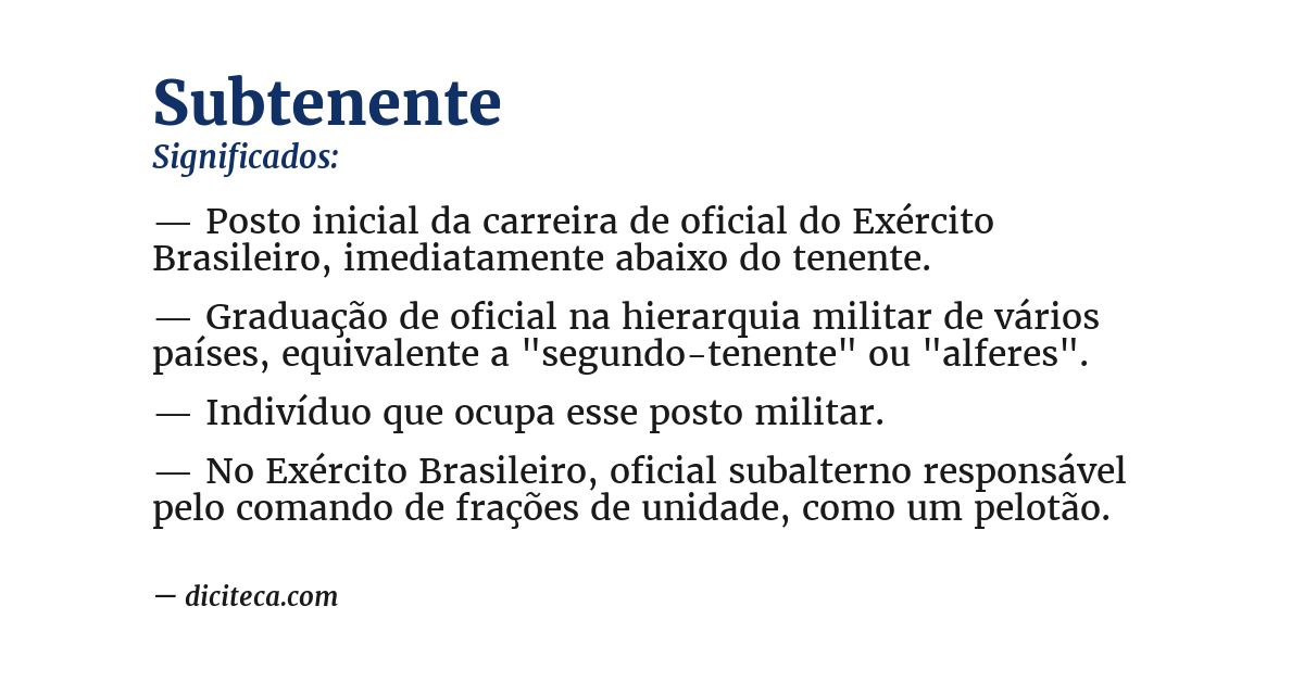 Significado de subtenente