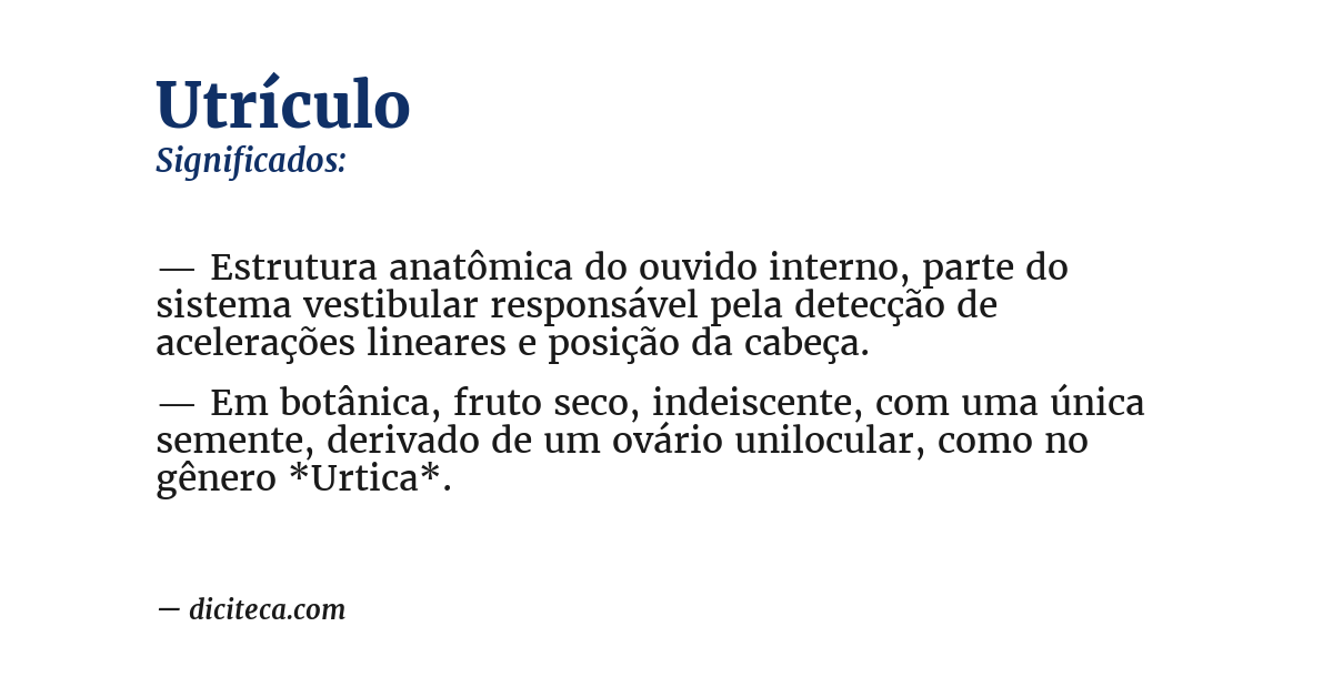 Significado de utrículo