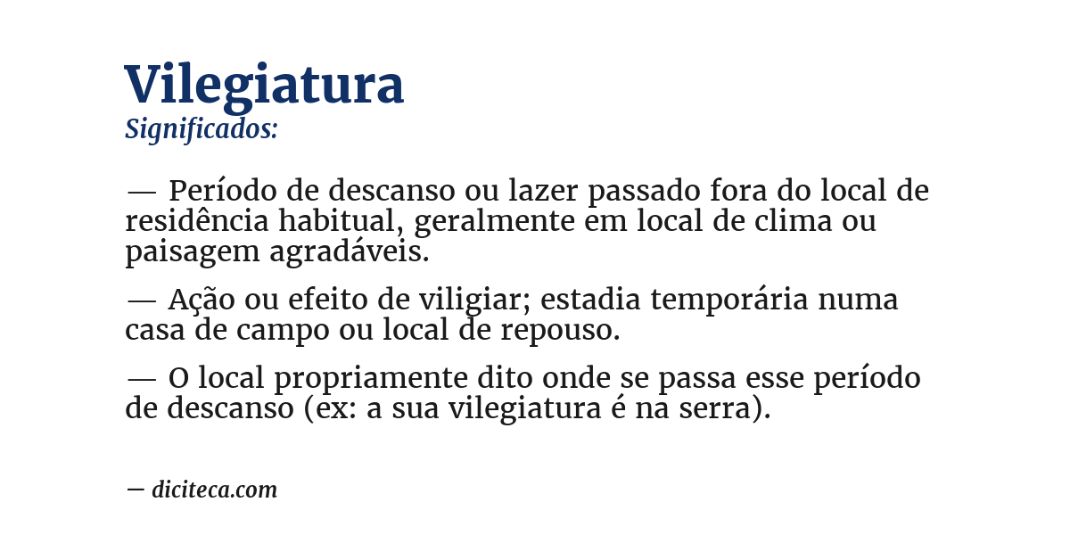 Significado de vilegiatura