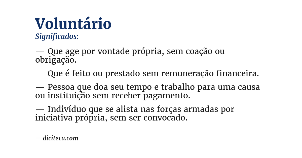 Significado de voluntário