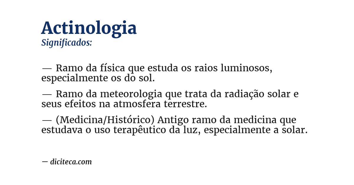 Significado de actinologia