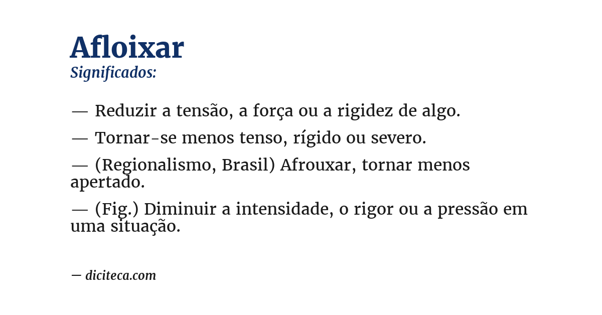 Significado de afloixar