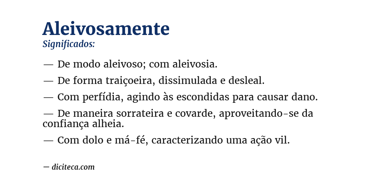 Significado de aleivosamente