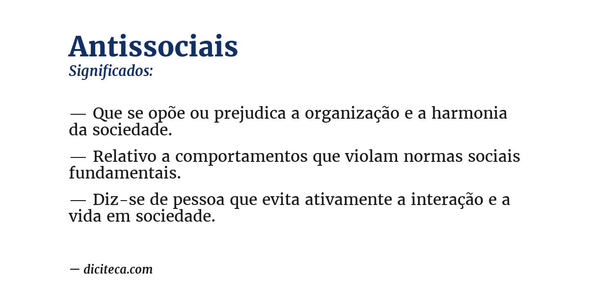 Significado de antissociais