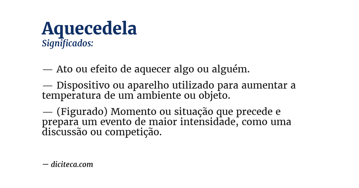 Significado de aquecedela
