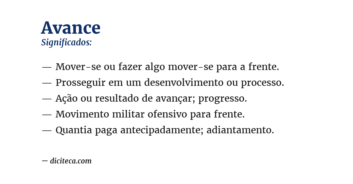 Significado de avance