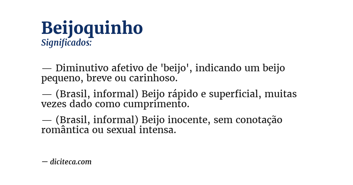 Significado de beijoquinho