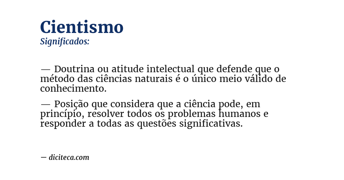 Significado de cientismo