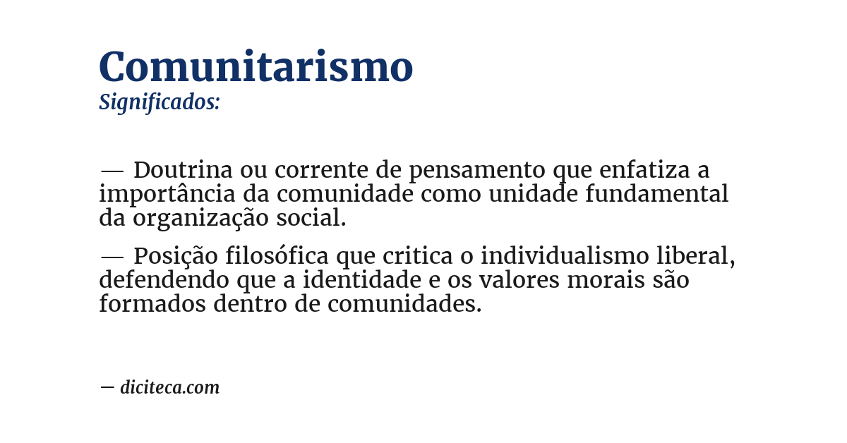 Significado de comunitarismo