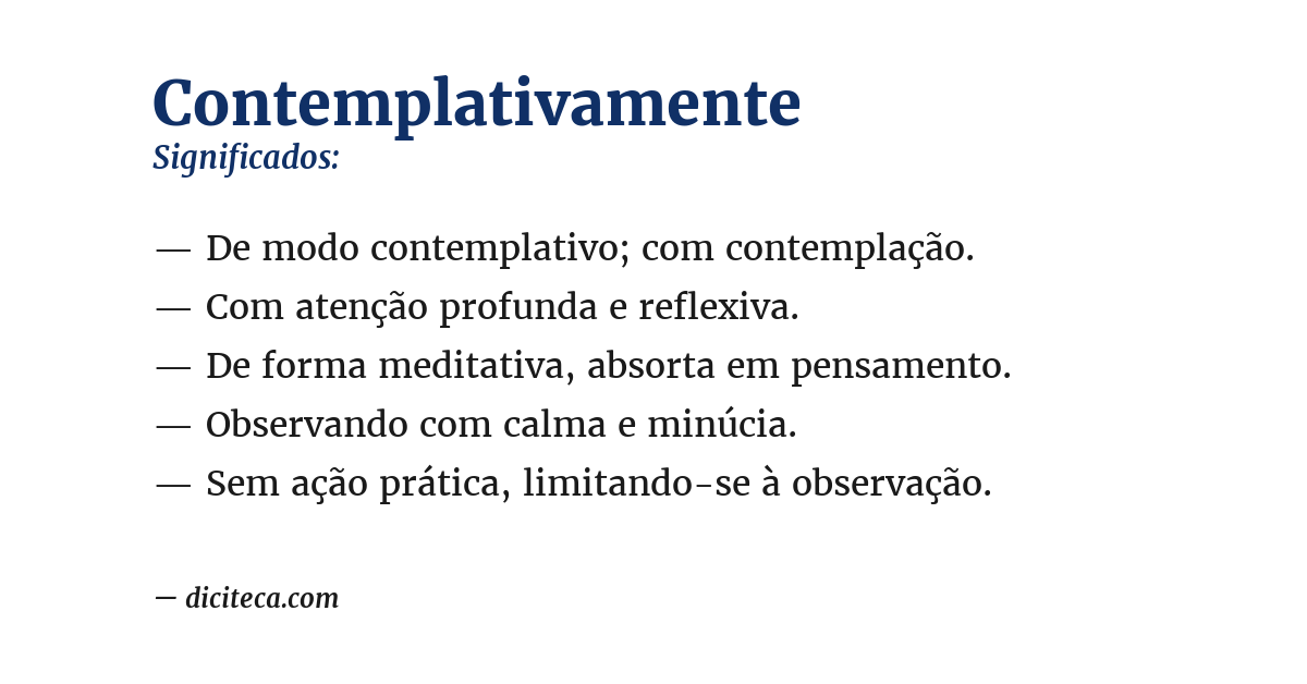 Significado de contemplativamente