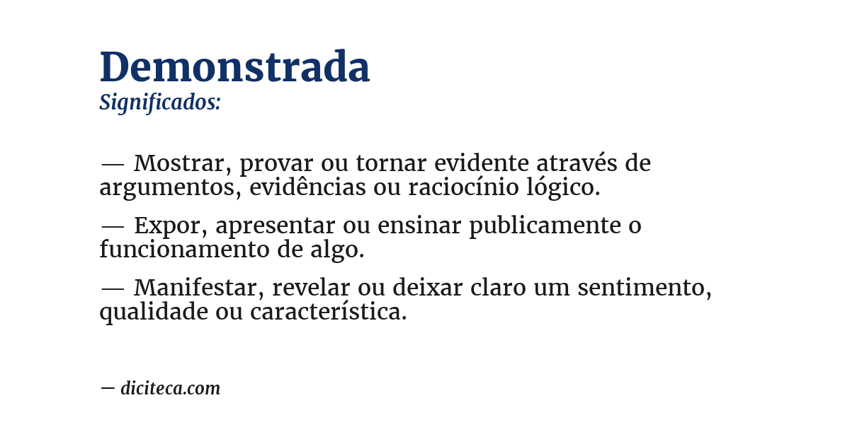 Significado de demonstrada