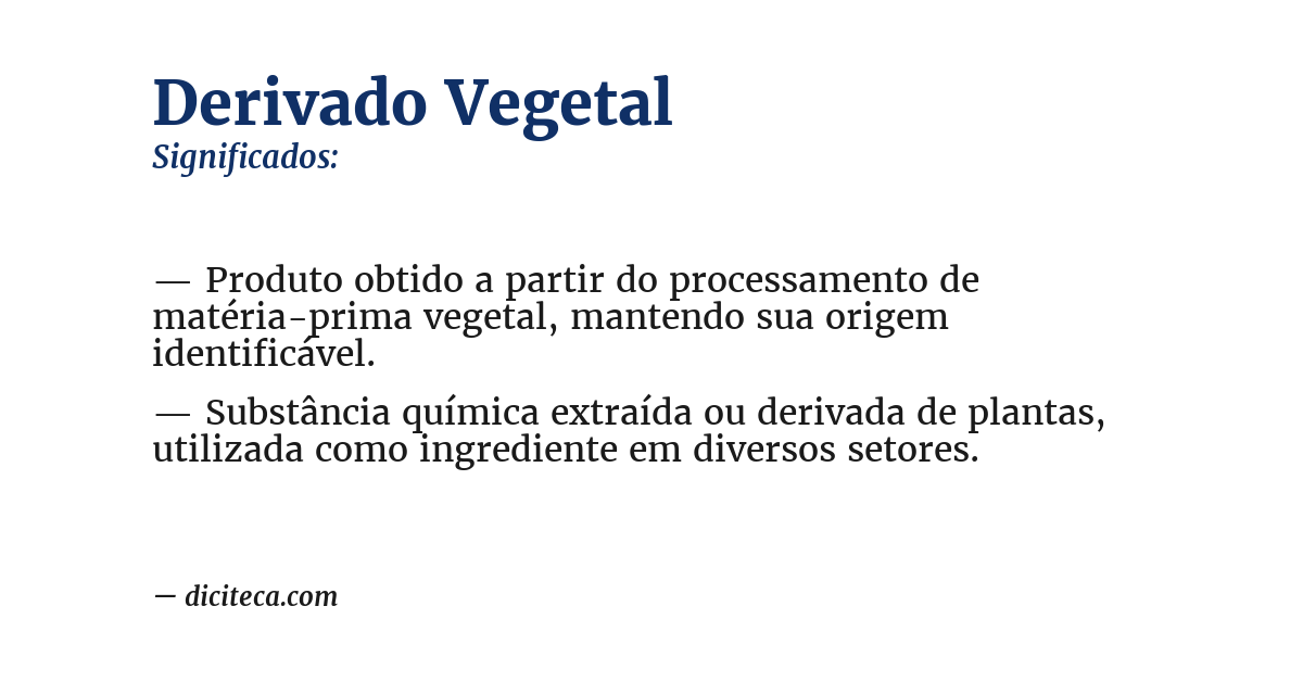 Significado de derivado vegetal