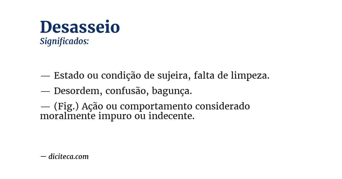 Significado de desasseio