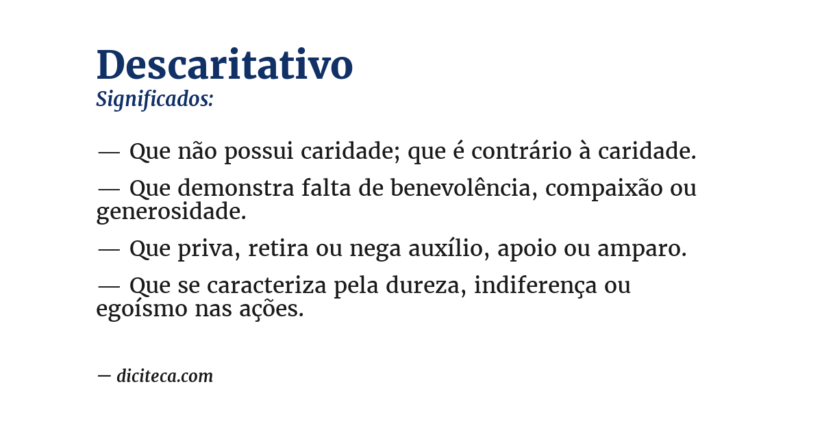 Significado de descaritativo