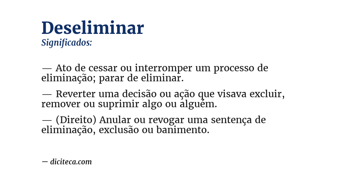 Significado de deseliminar